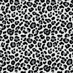 A seamless pattern of gray and black leopard spots on white background © Nayan