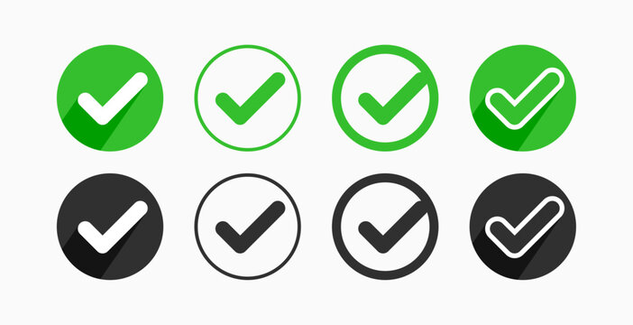 pack of green black quality checkmark sign in bullet point style