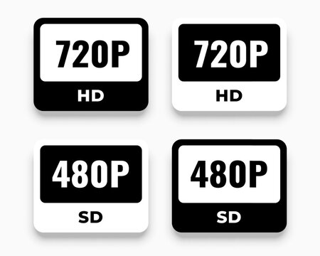 480p sd and 720p hd video resolution quality badge icon design
