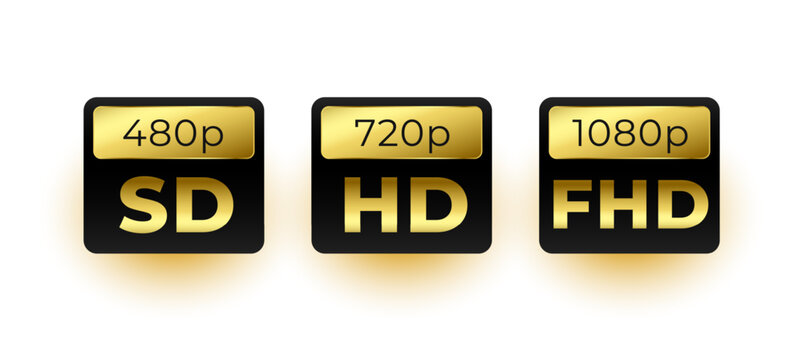 high definition 480p, 720p and 1080 full hd quality tag icon