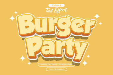Burger party editable text effect with cartoon text style and with cute decoration