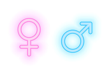 glowing neon pink blue gender couple symbol