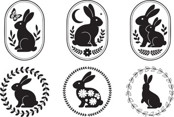 Fototapeta premium Easter bunny rabbit silhouette graphics vector illustration