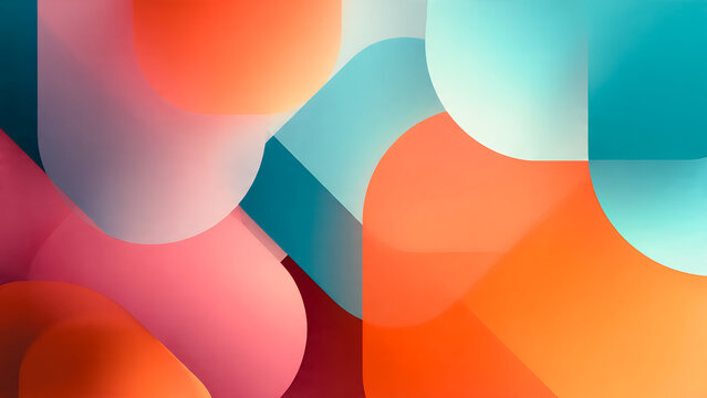 A modern abstract corporate background featuring layered geometric shapes, a fresh, spring-inspired color palette, a professional business feel, and ample text space for reports or presentations.