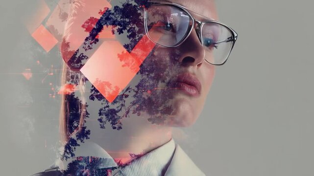 Contemplation and Nature: A thoughtful individual gazes towards the horizon, overlaid with elements of the natural world, representing a deep connection to the environment.