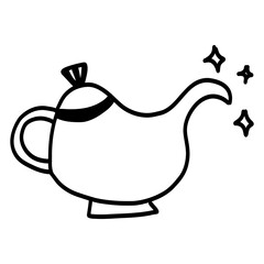 Obraz premium Cute magic teapot with sparkle sparks islamic arabian arabic icon ramadan eid element kids illustration design