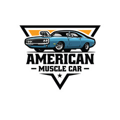 American muscle car emblem logo vector isolated in white background. Best for autmotive car club related industry