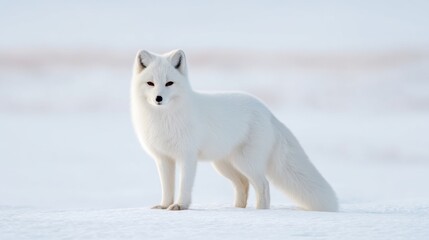 Naklejka premium Arctic Fox Standing Gracefully in the Snowy Landscape of the Arctic Wilderness
