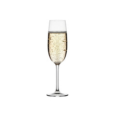 Champagne flute with sparkling wine and bubbles