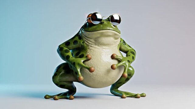 Cool Frog Wearing Sunglasses 3D Animation Mascot Character
