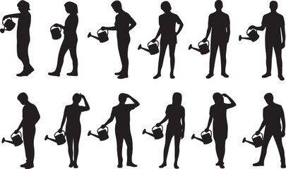 Women watering pot silhouettes © Masud