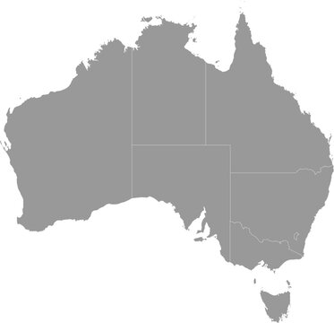 Australia Map Gray Single Color Vector