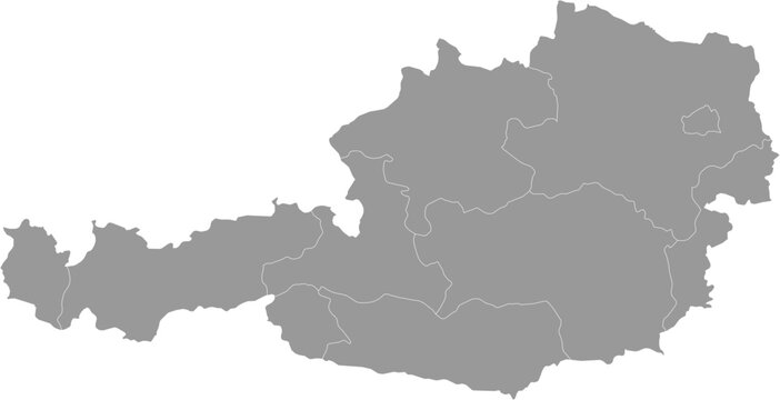Austria Map Gray Single Color Vector