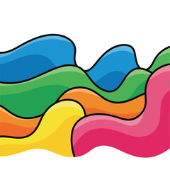 A colorful abstract design with wavy lines