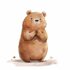 水彩画風のクマのイラスト