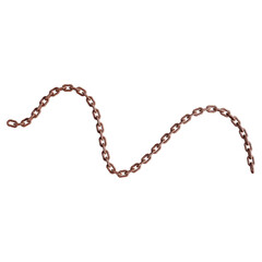 Sinusoidal Curved Rusted Steel Chain Strand Isolated