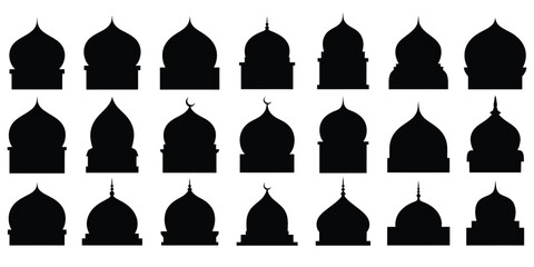 Islamic Dome Silhouettes, vector symbols of mosque domes and Arabic architecture, clean minimalist style, isolated on white background, ideal for Ramadan and Eid design, greeting cards, banners, socia © BASAR BIN HABIB
