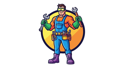 Obraz premium Skilled Tradesman in Colorful Design Environment