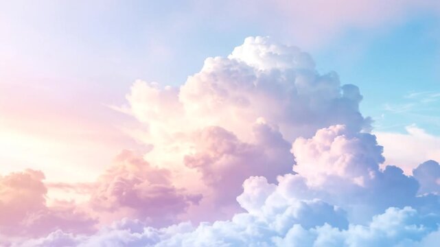 Beautiful f clouds in the sky with pastel colors, creating a dreamy background.