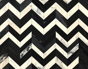 Close-up of black and cream herringbone pattern flooring texture