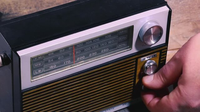 A portable radio from the 70s and 80s. Turn it on, tune it to a station, and turn up the volume