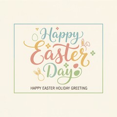 Obraz premium Colorful cursive message celebrating Easter, adorned with festive bunny illustrations
