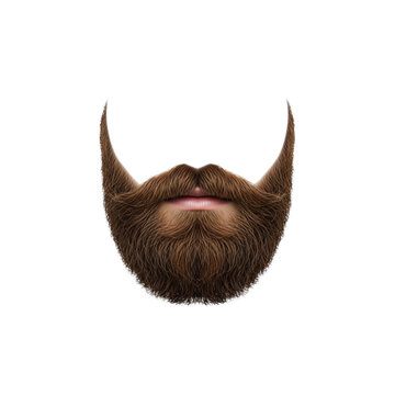 Realistic brown beard and mustache isolated On Transparent Background