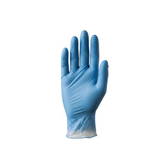 Fototapeta premium Blue disposable medical glove isolated On Transparent Background