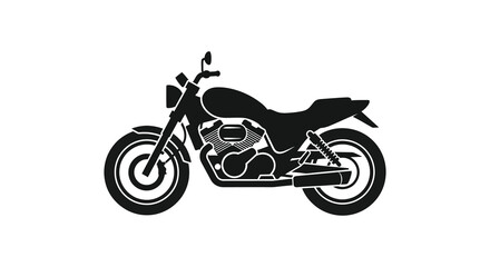 Obraz premium A minimalist black and white silhouette depicts a classic motorcycle showcasing its streamlined form and essential features