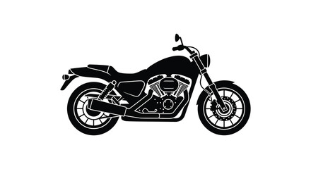Obraz premium A stark black silhouette depicts a classic motorcycle showcasing its streamlined design and powerful engine profile high quality