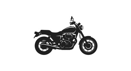 Fototapeta premium A striking silhouette of a classic motorcycle is presented in black against a clean white background high quality