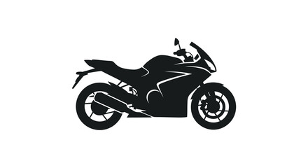 Obraz premium A stark black silhouette of a modern sportbike is prominently displayed against a clean white background high quality