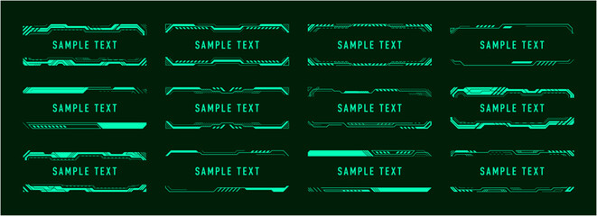 サイバー風見出しタイトルフレームセット / HUD・近未来UIデザイン（緑）