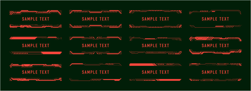 サイバー風 見出しフレームセット / HUD・近未来UIデザイン（赤）