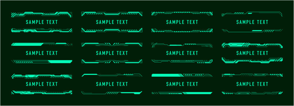 サイバー風見出しタイトルフレームセット / HUD・近未来UIデザイン（緑）