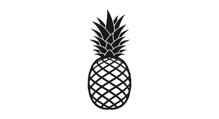 A striking black and white silhouette of a pineapple is prominently displayed showcasing its textured exterior high quality professional detailed © nhpvect02