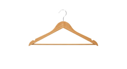 木製ハンガー1本 正面構図 ナチュラルウッド質感 白背景 スタジオ撮影 for EC商品画像 or クローゼット整理 Isolated on white background