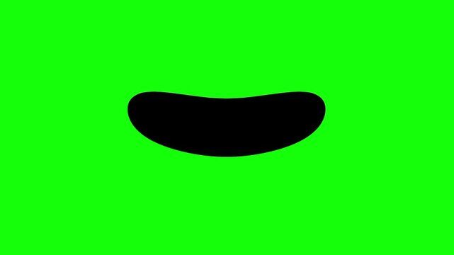 Cartoon mouth animation talking. Mouth with different movements on a green screen background.