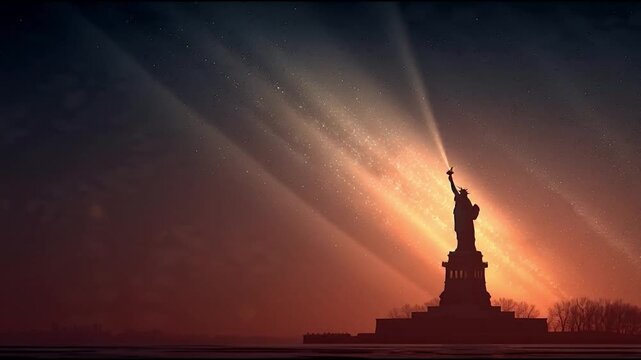 The Majestic Statue of Liberty Bathed in the Golden Rays of a Sunrise