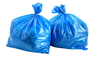 two blue Plastic Trash Bags isolated on White Background4