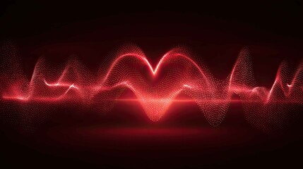 Red Sound Waves Illustration with Abstract Light Effects
