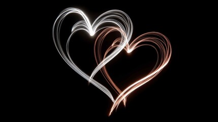 Artistic Representation of Light Trails Forming Two Hearts Together