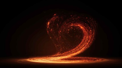 Spiraling Flow of Glowing Particles in Dark Background