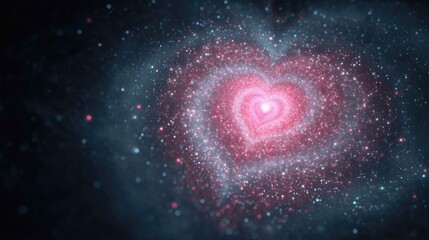 Cosmic Heart Shape Galaxy with Stars in Vibrant Pink and Purple Colors