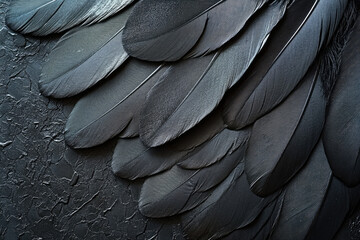 High-Definition View of Intricate Black Plumage