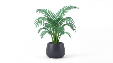 Obraz premium Elegant Areca Palm in Black Pot on White Background.
