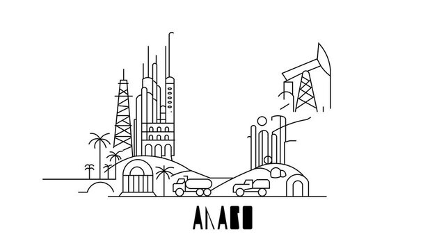 Animation Of Anaco City Line Draw Simple Minimalist