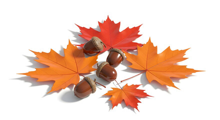 Vibrant autumn leaves and acorns arranged in a circle