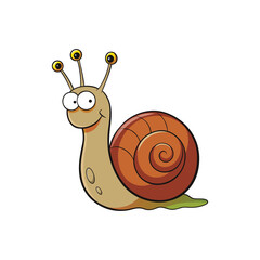 Cute Snail Cartoon Character Vector Illustration, Slow Pace Concept