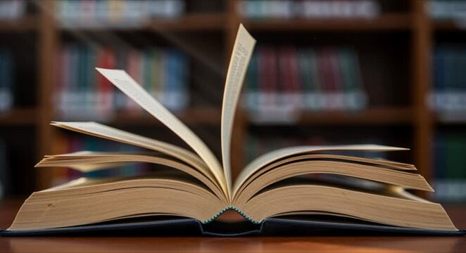 vintage leather book opening in library with soft bokeh perfect for all the feels